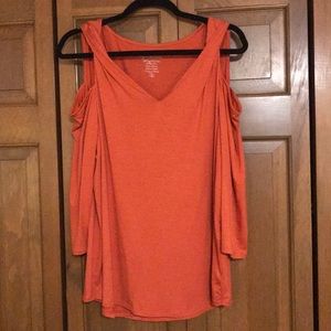 Cold Shoulder Orange Shirt
